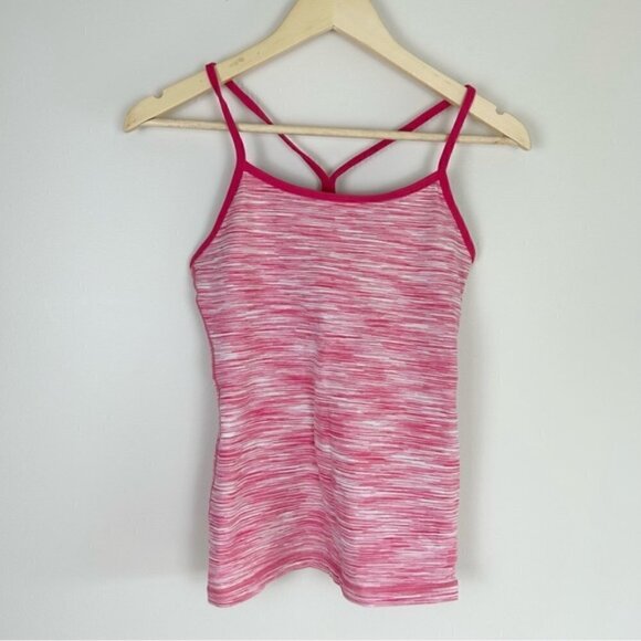 Lululemon Pink Striped Racer Back Cami - Picture 1 of 4